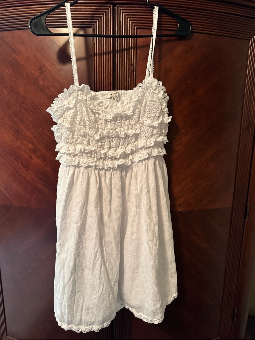 American Eagle Outfitters White Ruffle-Front Mini Sundress